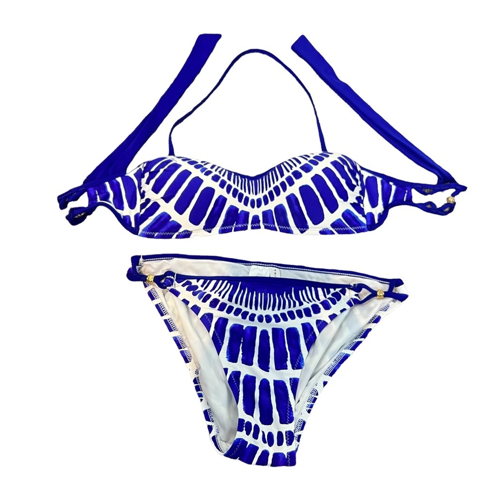 Trina Turk Blue/White Two Piece Bikini